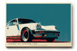 Paul Sinus Wandbild 120x80cm klassischer Sportwagen 911 Retro Illustration stilvolle Auto Kunst in creme rot blau modernes Poster Bild fuer Wohnzimmer Büro Garage Wanddekoration
