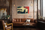 Paul Sinus Wandbild 120x80cm klassischer Sportwagen Heckansicht Retro Auto Kunst moderne Illustration Kunstdruck stilvolle Wanddekoration fuer Wohnzimmer Büro Garage
