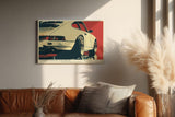 Paul Sinus Wandbild 120x80cm klassischer Sportwagen Heckansicht Retro Auto Kunst moderne Illustration Kunstdruck stilvolle Wanddekoration fuer Wohnzimmer Büro Garage