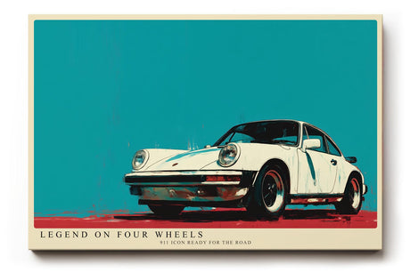 Paul Sinus Wandbild 120x80cm klassischer Sportwagen Illustration retro Auto Kunst modernes Fahrzeug Poster stilvolle Wanddekoration für Wohnzimmer Büro Garage