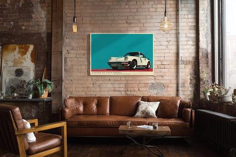 Paul Sinus Wandbild 120x80cm klassischer Sportwagen Illustration retro Auto Kunst modernes Fahrzeug Poster stilvolle Wanddekoration für Wohnzimmer Büro Garage
