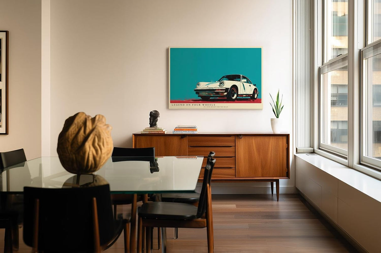 Paul Sinus Wandbild 120x80cm klassischer Sportwagen Illustration retro Auto Kunst modernes Fahrzeug Poster stilvolle Wanddekoration für Wohnzimmer Büro Garage
