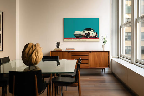 Paul Sinus Wandbild 120x80cm klassischer Sportwagen Illustration retro Auto Kunst modernes Fahrzeug Poster stilvolle Wanddekoration für Wohnzimmer Büro Garage