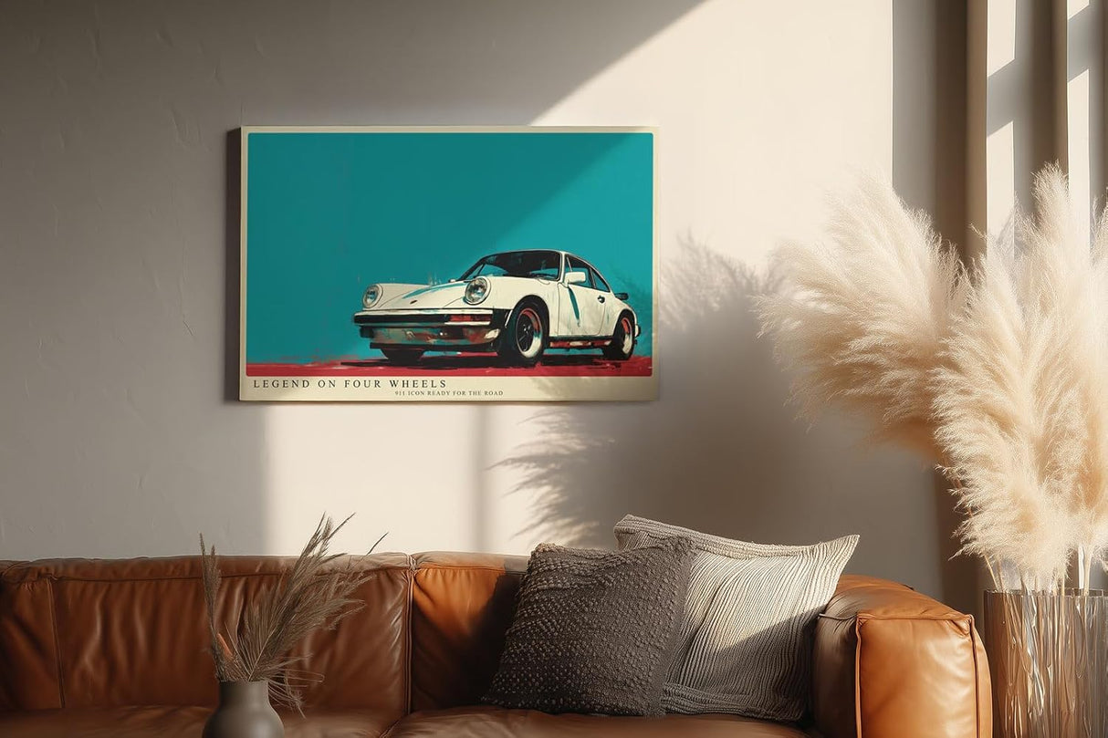 Paul Sinus Wandbild 120x80cm klassischer Sportwagen Illustration retro Auto Kunst modernes Fahrzeug Poster stilvolle Wanddekoration für Wohnzimmer Büro Garage
