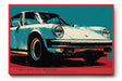 Paul Sinus Wandbild 120x80cm klassischer Sportwagen Retro Auto Illustration modernes Fahrzeugdesign blau rot Vintage Automobilkunst stilvolle Wanddekoration für Wohnzimmer Büro Garage