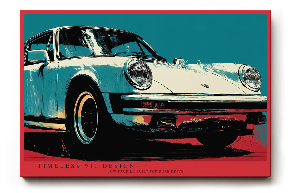 Paul Sinus Wandbild 120x80cm klassischer Sportwagen Retro Auto Illustration modernes Fahrzeugdesign blau rot Vintage Automobilkunst stilvolle Wanddekoration für Wohnzimmer Büro Garage