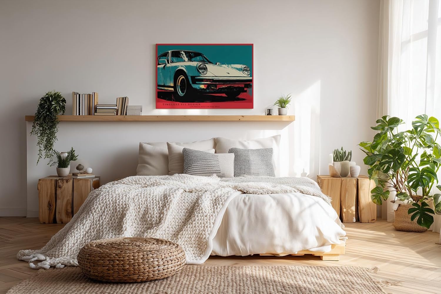 Paul Sinus Wandbild 120x80cm klassischer Sportwagen Retro Auto Illustration modernes Fahrzeugdesign blau rot Vintage Automobilkunst stilvolle Wanddekoration für Wohnzimmer Büro Garage