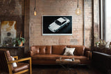 Paul Sinus Wandbild 120x80cm Klassischer weisser Sportwagen in Nachtaufnahme moderne Automobil Kunst