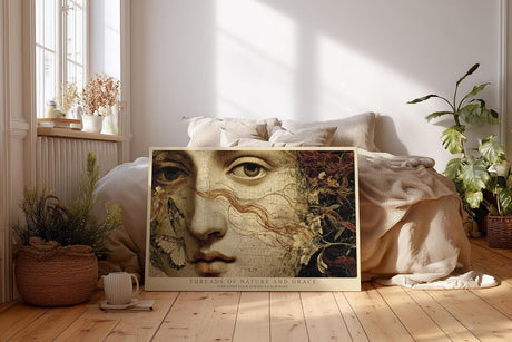 Paul Sinus Wandbild 120x80cm klassisches Frauenportrait Schmetterling Naturkunst vintage Stil Kunstdruck grosses Wandbild 120x80cm elegante Wanddekoration fuer Wohnzimmer Büro