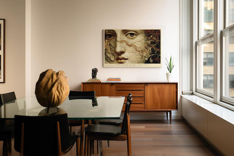 Paul Sinus Wandbild 120x80cm klassisches Frauenportrait Schmetterling Naturkunst vintage Stil Kunstdruck grosses Wandbild 120x80cm elegante Wanddekoration fuer Wohnzimmer Büro