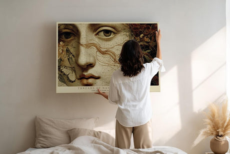 Paul Sinus Wandbild 120x80cm klassisches Frauenportrait Schmetterling Naturkunst vintage Stil Kunstdruck grosses Wandbild 120x80cm elegante Wanddekoration fuer Wohnzimmer Büro