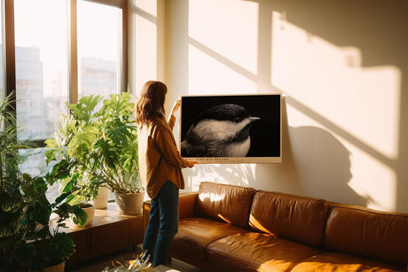 Paul Sinus Wandbild 120x80cm kleiner Vogel Nahaufnahme Fotokunst schwarz weiss minimalistische Tierfotografie ruhiges Naturmotiv stilvolle