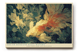 Paul Sinus Wandbild 120x80cm Koi Fisch Illustration modern blau gold asiatische Kunst Kunstdruck grosses Kunstbild stilvolle Wanddekoration fuer Wohnzimmer Büro