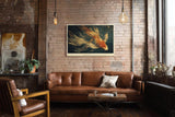 Paul Sinus Wandbild 120x80cm Koi Fisch orange weiss japanische Fisch Kunst Unterwasser Illustration moderne Natur Wanddekoration fuer Wohnzimmer Büro