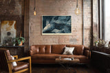 Paul Sinus Wandbild 120x80cm Koi Fisch Unterwasser Kunst eleganter Fisch im Wasser blau graue Farben moderne Natur Wanddekoration fuer Wohnzimmer Büro