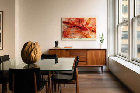 Paul Sinus Wandbild 120x80cm Koi Fische Blumen asiatische Kunst moderne Wasser Illustration Wanddekoration Wohnzimmer Schlafzimmer