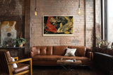 Paul Sinus Wandbild 120x80cm Koi Fische im Dunklen Wasser Japanische Kunst Gold Rot Abstrakte Asiatische Wanddekoration