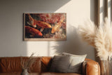 Paul Sinus Wandbild 120x80cm Koi Fische mit Blumen Japanische Naturkunst in Rot Gold Wanddekoration Wohnzimmer