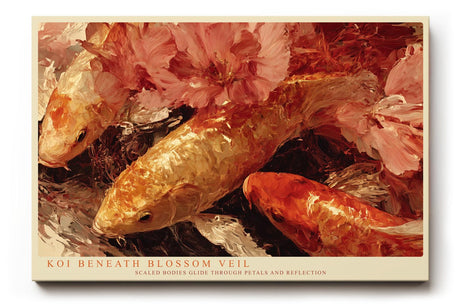 Paul Sinus Wandbild 120x80cm Koi Fische und Kirschblueten Japanische Natur Kunstmotiv Elegante Wasser Szene mit warmen Farben