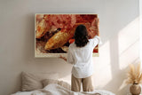 Paul Sinus Wandbild 120x80cm Koi Fische und Kirschblueten Japanische Natur Kunstmotiv Elegante Wasser Szene mit warmen Farben