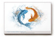 Paul Sinus Wandbild 120x80cm Koi Fische Yin Yang Illustration blau orange Wasser Kunst harmonisches Tiermotiv modernes Kunstbild stilvolle