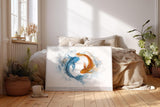 Paul Sinus Wandbild 120x80cm Koi Fische Yin Yang Illustration blau orange Wasser Kunst harmonisches Tiermotiv modernes Kunstbild stilvolle