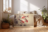 Paul Sinus Wandbild Koi of Serenity and Balance harmonisches Tiermotiv mit drei roten Koi-Fischen in Bewegung auf hellem Hintergrund