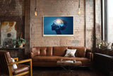 Paul Sinus Wandbild 120x80cm Kopf Silhouette Lichtenergie moderne spirituelle Kunst abstrakte Gedankenwelt Kunstdruck stilvolle Wanddekoration fuer Wohnzimmer Büro