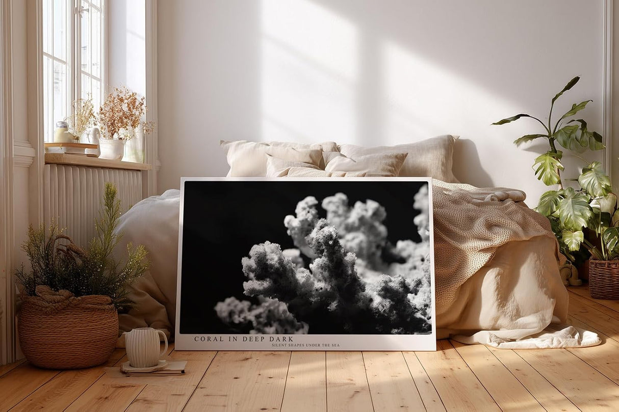 Paul Sinus Wandbild 120x80cm Koralle schwarz weiß Fotokunst Meeresmotiv minimalistische Unterwasser Natur Kunst modernes Wandbild 120x80cm stilvolle