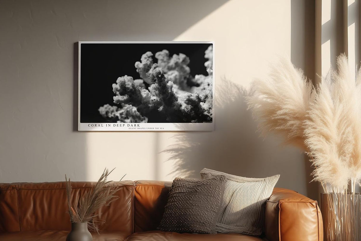 Paul Sinus Wandbild 120x80cm Koralle schwarz weiß Fotokunst Meeresmotiv minimalistische Unterwasser Natur Kunst modernes Wandbild 120x80cm stilvolle