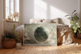 Paul Sinus Wandbild 120x80cm kosmische Kugel mit goldenen Linien abstrakte Welt moderne Kunst in Grau und Gold stilvolle Wanddekoration fuer Wohnzimmer Büro