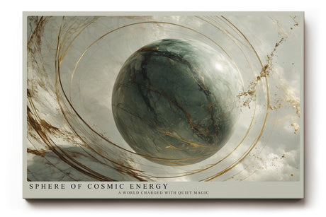 Paul Sinus Wandbild 120x80cm kosmische Kugel mit goldenen Linien abstrakte Welt moderne Kunst in Grau und Gold stilvolle Wanddekoration fuer Wohnzimmer Büro