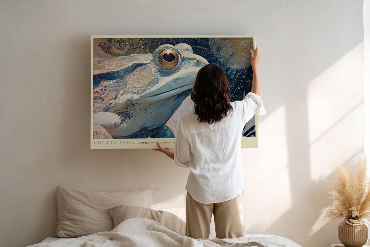 Paul Sinus Wandbild 120x80cm Kosmischer Frosch Fantasie Tierkunst LeinWandbild 120x80cm Mystische Natur Wanddekoration
