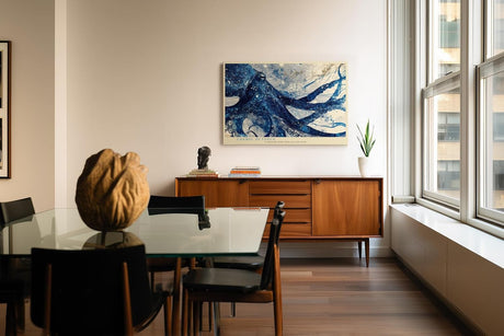 Paul Sinus Wandbild 120x80cm Kosmischer Oktopus Abstrakte Meereskunst LeinWandbild 120x80cm Blaues Tiermotiv Wanddekoration