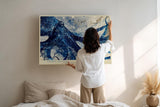 Paul Sinus Wandbild 120x80cm Kosmischer Oktopus Abstrakte Meereskunst LeinWandbild 120x80cm Blaues Tiermotiv Wanddekoration