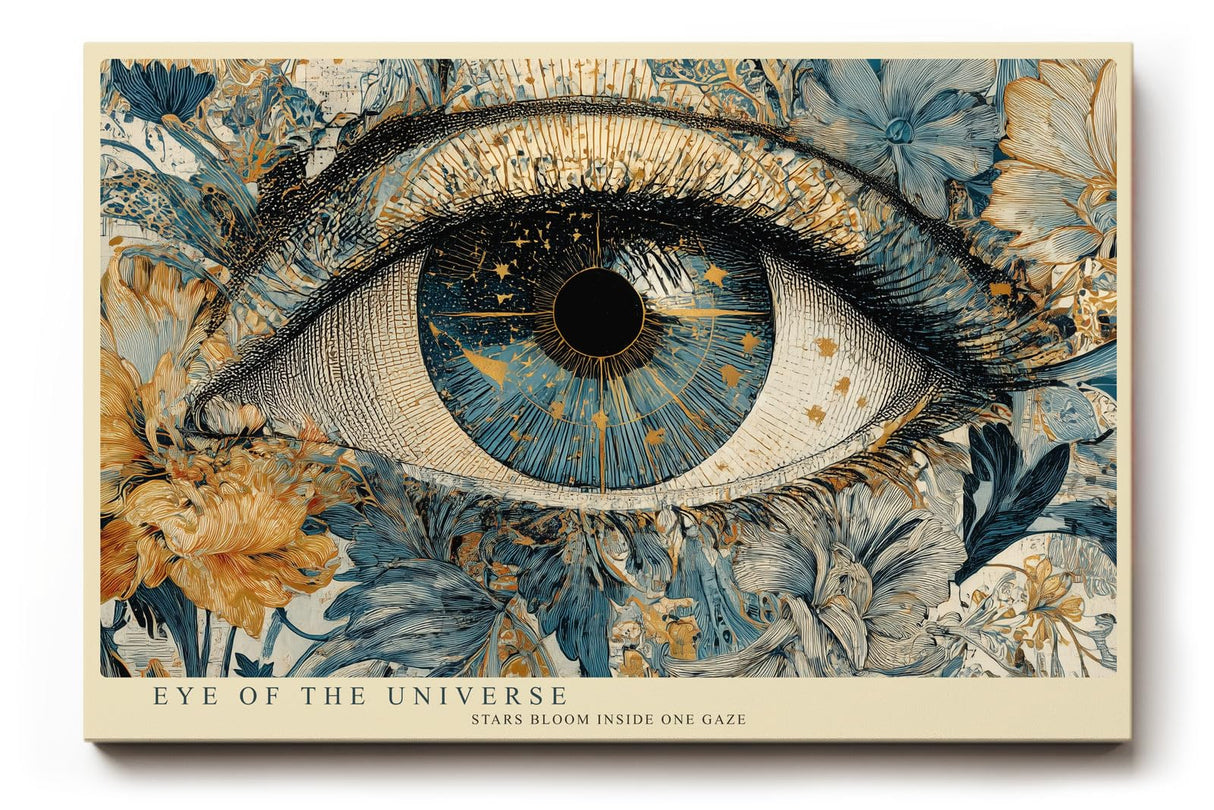 Paul Sinus Wandbild 120x80cm Kosmisches Auge Florale Kunst LeinWandbild 120x80cm Mystische Vision Wanddekoration