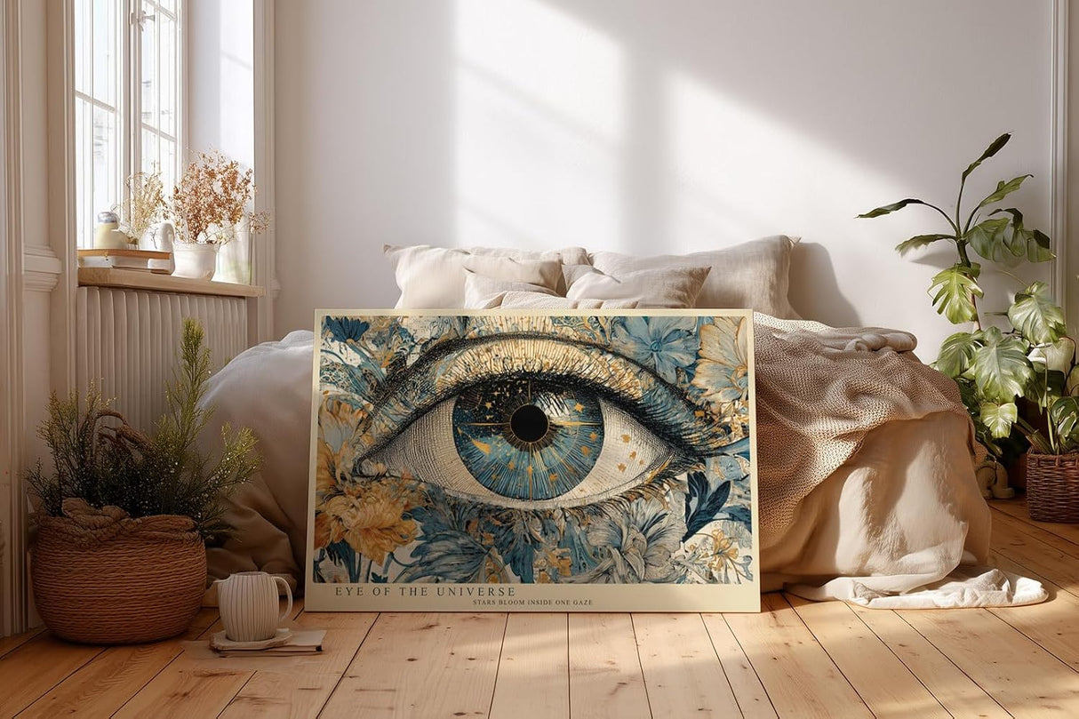 Paul Sinus Wandbild 120x80cm Kosmisches Auge Florale Kunst LeinWandbild 120x80cm Mystische Vision Wanddekoration