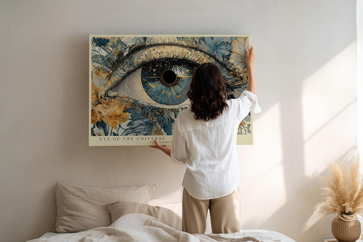 Paul Sinus Wandbild 120x80cm Kosmisches Auge Florale Kunst LeinWandbild 120x80cm Mystische Vision Wanddekoration