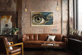 Paul Sinus Wandbild 120x80cm Kosmisches Auge Moderne Kunst in Blau Gold Sternenmotiv für Wohnzimmer Büro und Galerie