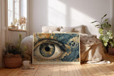 Paul Sinus Wandbild 120x80cm Kosmisches Auge Moderne Kunst in Blau Gold Sternenmotiv für Wohnzimmer Büro und Galerie