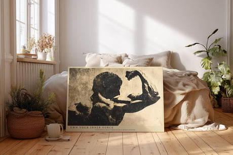 Paul Sinus Wandbild 120x80cm Kraft Sport Silhouette Bodybuilding Fitness Kunst Kunstdruck grosses Wandbild 120x80cm motivierende Wanddekoration fuer Wohnzimmer Fitnessraum Büro