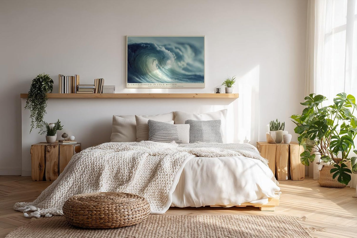 Paul Sinus Wandbild 120x80cm Kraftvolle Meereswelle moderne Ozean Kunst mit dynamischer Wasserstruktur