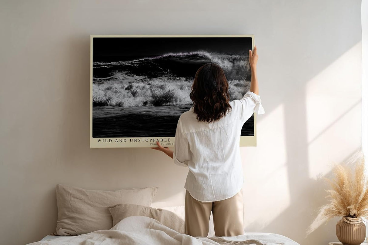 Paul Sinus Wandbild 120x80cm kraftvolle Meereswelle schwarz weiss Natur Fotokunst dramatische Ozean Landschaft moderner Kunstdruck