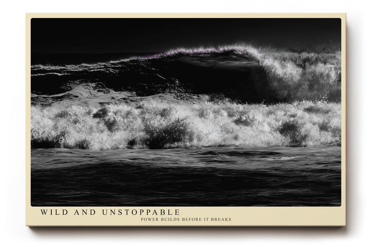 Paul Sinus Wandbild 120x80cm kraftvolle Meereswelle schwarz weiss Natur Fotokunst dramatische Ozean Landschaft moderner Kunstdruck