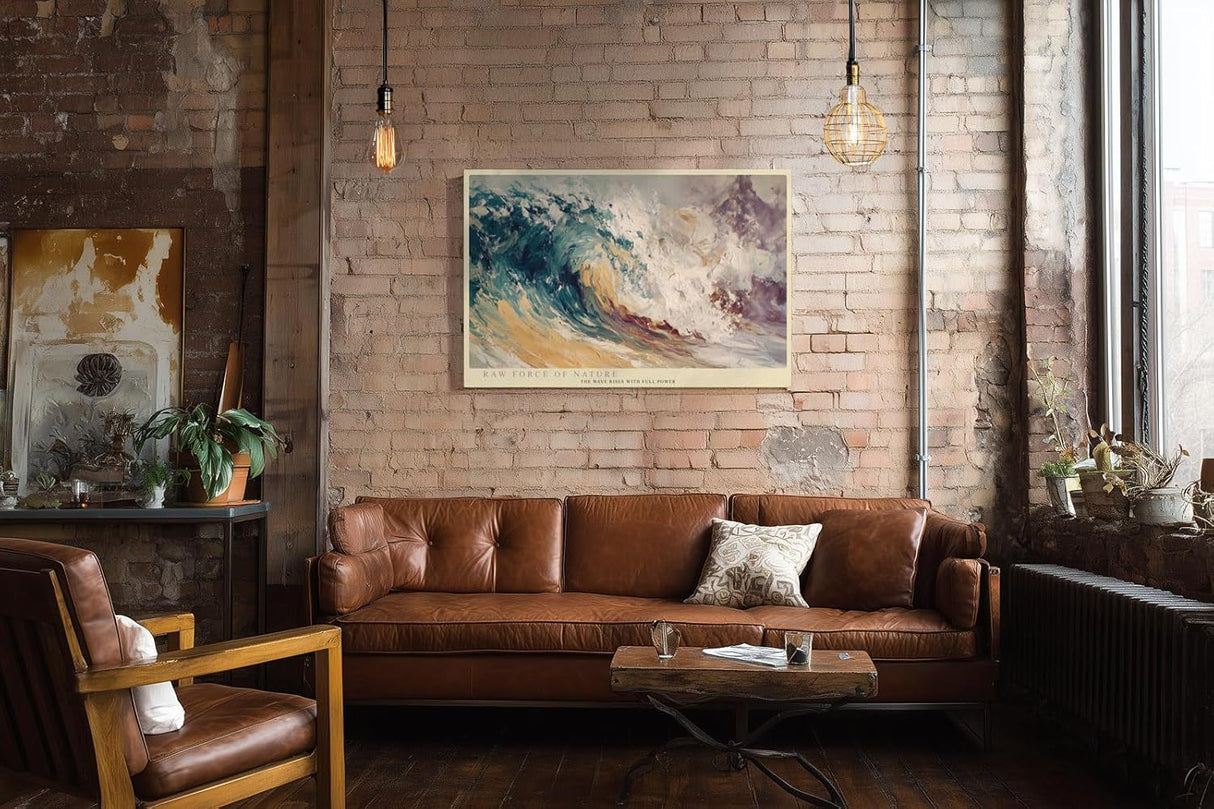 Paul Sinus Wandbild 120x80cm Kraftvolle Ozeanwelle – Dynamische Meereskunst mit starker Brandung für moderne Wohnräume