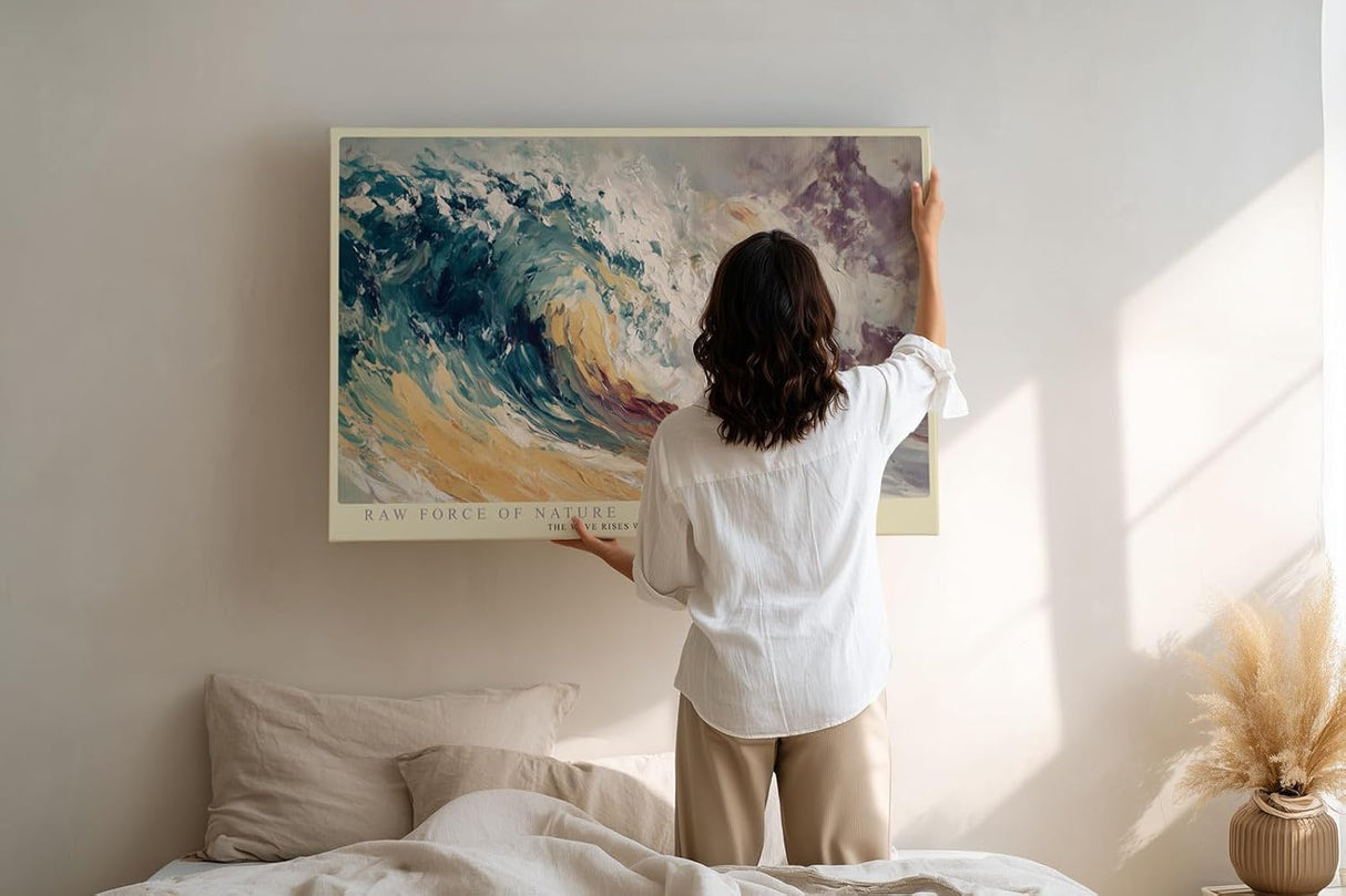 Paul Sinus Wandbild 120x80cm Kraftvolle Ozeanwelle – Dynamische Meereskunst mit starker Brandung für moderne Wohnräume