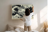 Paul Sinus Wandbild 120x80cm Kraftvolle Wellen Abstrakte Meereskunst LeinWandbild 120x80cm Japanische Wellen Wanddekoration