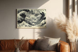 Paul Sinus Wandbild 120x80cm Kraftvolle Wellen Abstrakte Meereskunst LeinWandbild 120x80cm Japanische Wellen Wanddekoration