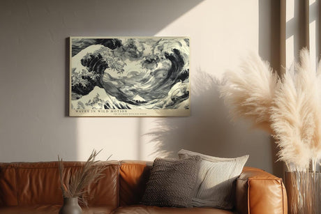 Paul Sinus Wandbild 120x80cm Kraftvolle Wellen Abstrakte Meereskunst LeinWandbild 120x80cm Japanische Wellen Wanddekoration