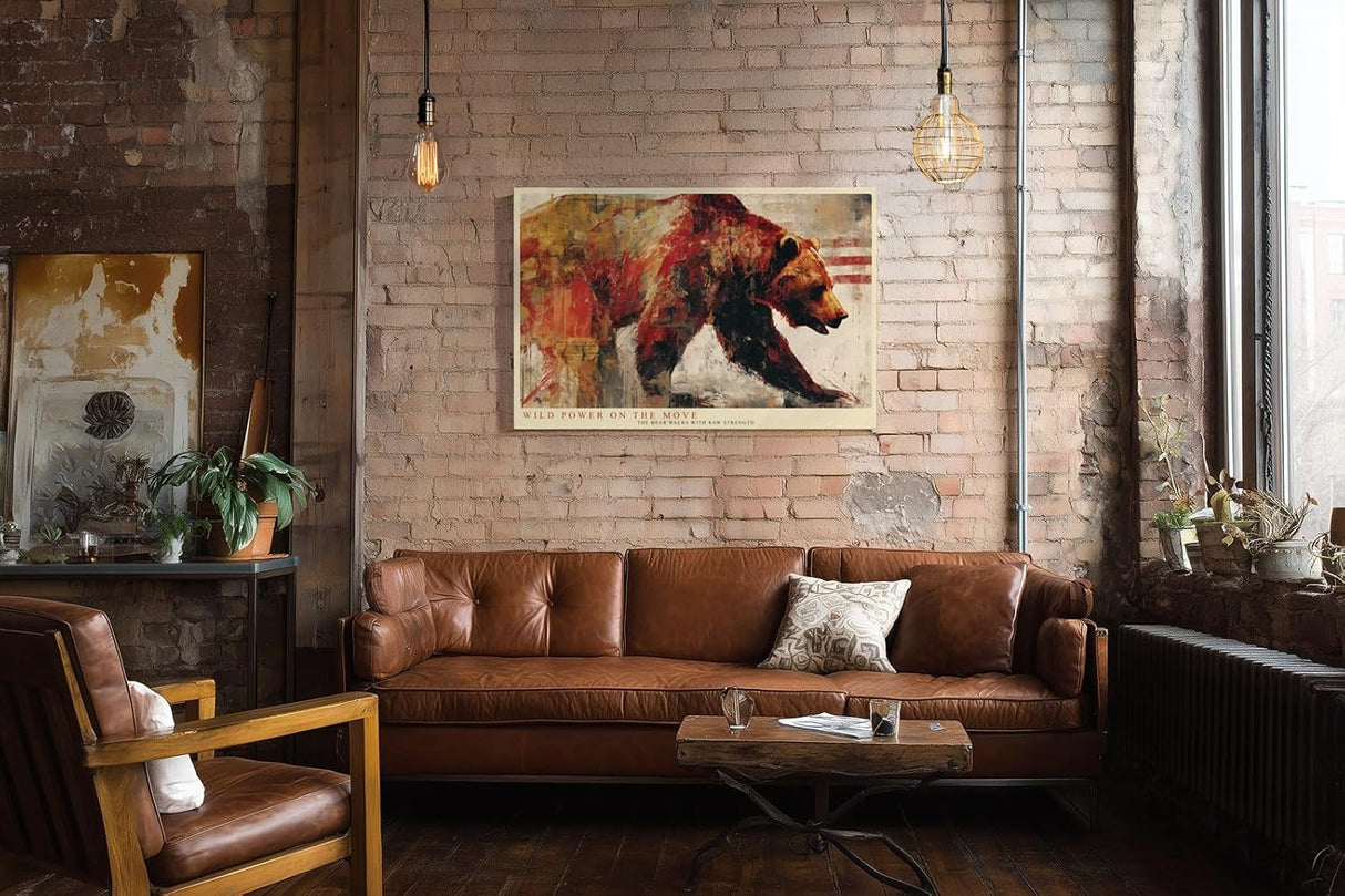Paul Sinus Wandbild 120x80cm Kraftvoller Bär in Bewegung – Ausdrucksstarke Tierkunst mit dynamischen Farben für moderne Wohnräume